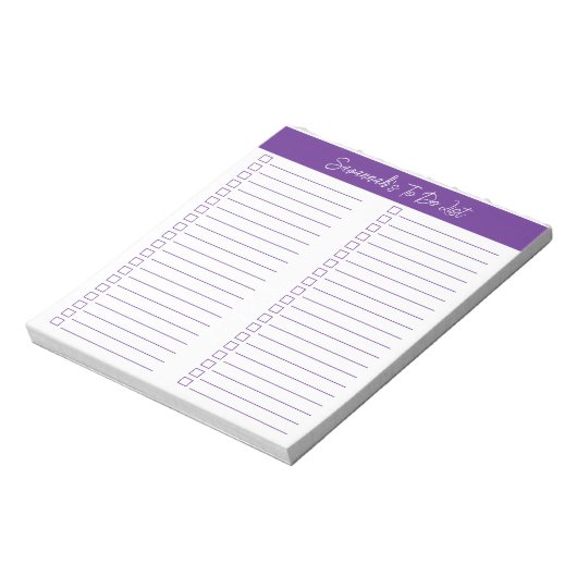 Script Modern Purple Two Column Checklist Notizblock (Rotiert)
