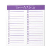 Script Modern Purple Two Column Checklist Notizblock (Vorderseite)