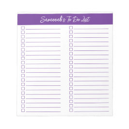 Script Modern Purple Two Column Checklist Notizblock