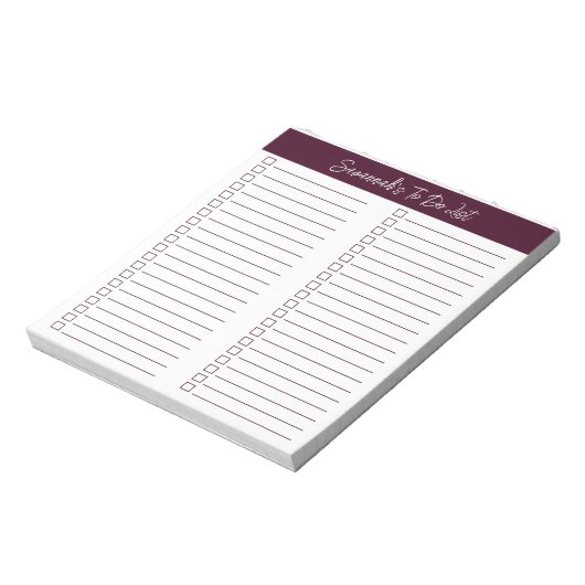 Script Modern Red Brown Two Column Checklist Notizblock (Rotiert)