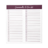 Script Modern Red Brown Two Column Checklist Notizblock (Vorderseite)