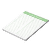 Script Modern Sage Green Two Column Checklist Notizblock (Rotiert)