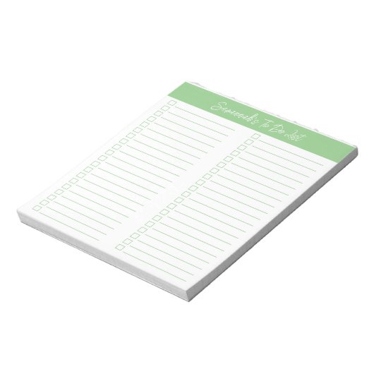 Script Modern Sage Green Two Column Checklist Notizblock (Rotiert)