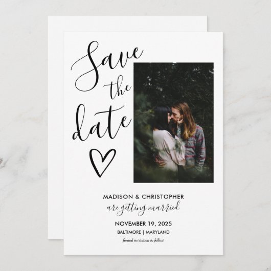Script Modern Save the Date (Vorne/Hinten)