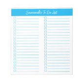 Script Modern Sky Blue Two Column Checklist Notizblock (Vorderseite)