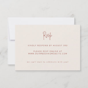 Script Modern Terracotta & Cream Wedding Website RSVP Karte