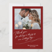 Script Modern Wedding 2 Photos Thank You Card Dankeskarte (Vorderseite)