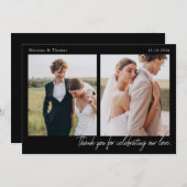 Script Modern Wedding 2 Photos Thank You Card Dankeskarte (Vorne/Hinten)