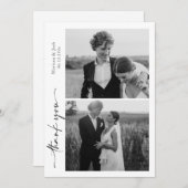 Script Modern Wedding 2 Photos Thank You Card Dankeskarte (Vorne/Hinten)
