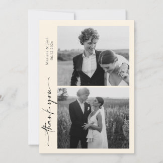 Script Modern Wedding 2 Photos Thank You Card Dankeskarte