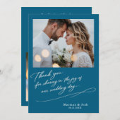 Script Modern Wedding 2 Photos Thank You Card Dankeskarte (Vorne/Hinten)