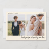 Script Modern Wedding 2 Photos Thank You Card Dankeskarte (Vorderseite)