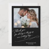 Script Modern Wedding 2 Photos Thank You Card Dankeskarte (Vorderseite)