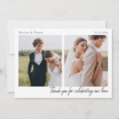 Script Modern Wedding 2 Photos Thank You Card Dankeskarte (Vorderseite)