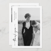 Script Modern Wedding 2 Photos Thank You Card Dankeskarte (Vorne/Hinten)