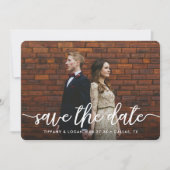 Script Modern Wedding Marble Foto Save the Date (Vorderseite)