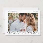 Script Modern Wedding Photo Thank You Card Dankeskarte (Vorderseite)