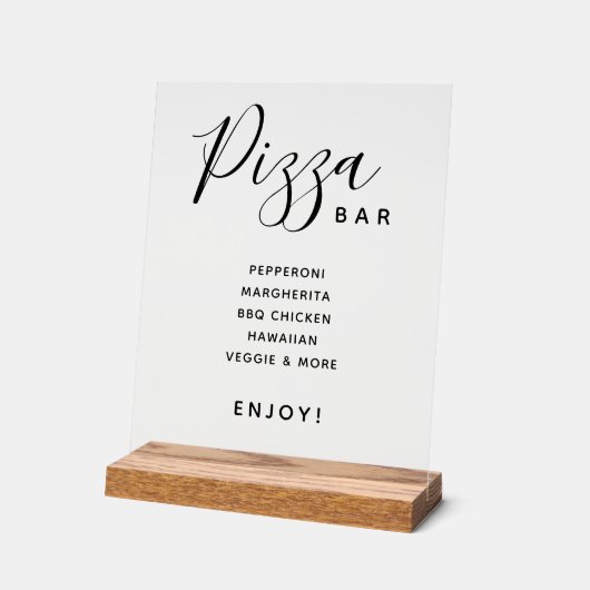Script Modern Wedding Pizza Bar Transparent Acrylschild (Winkel)
