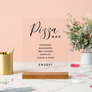 Script Modern Wedding Pizza Bar Transparent Acrylschild