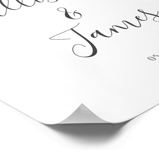 Script Modern White Wedding Welcome Sign Poster (Ecke)