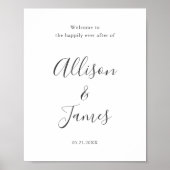 Script Modern White Wedding Welcome Sign Poster (Vorne)