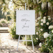 Script Modern White Wedding Welcome Sign Poster