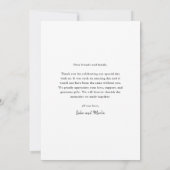 Script Moderne Minimal Chic Foto Hochzeit Dankeskarte (Rückseite)
