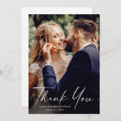 Script Moderne Minimal Chic Foto Hochzeit Dankeskarte (Vorne/Hinten)