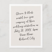 Script Moderne Minimalistische Hochzeit Postkarte (Vorderseite)