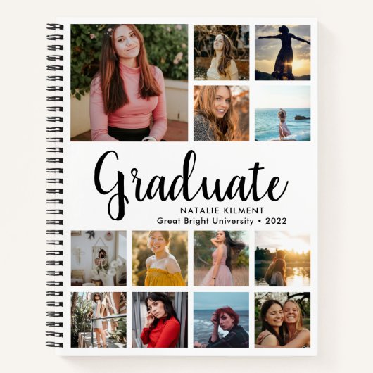 Script Moderner Graduate Foto Collage Abschluss Notizblock (Vorderseite)