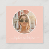 Script Modernes Chic Foto Rosa Rosa Social Media Telefonnummerkarte (Vorderseite)