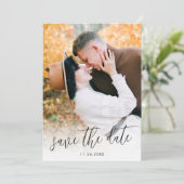Script Modernes Foto Save the Date Einladung (Stehend Vorderseite)