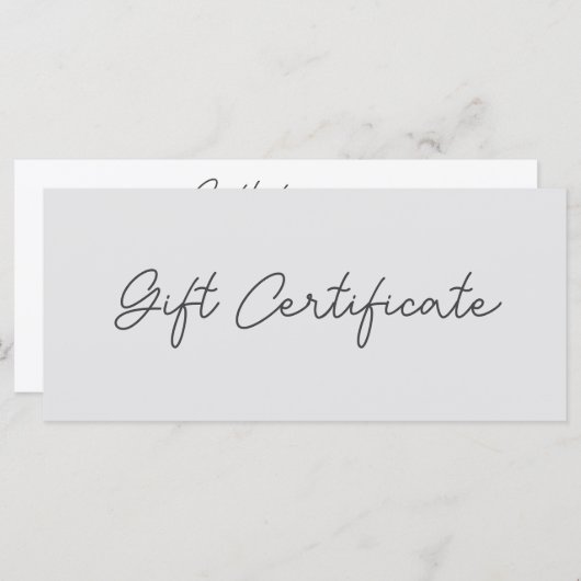 Script Modernes Minimalistisches Geschenkzertifika (Vorne/Hinten)
