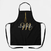 Script Monogram Black and Gold Whisky Schürze (Vorderseite)