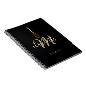 Script Monogram Black Gold Whisk Rezept Notizblock (Rechte Seite)