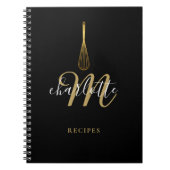 Script Monogram Black Gold Whisk Rezept Notizblock (Vorderseite)