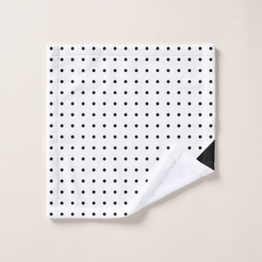 Script Monogram Black on White Polka Dot Pattern Badhandtuch Set (Waschlappen)