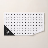 Script Monogram Black on White Polka Dot Pattern Badhandtuch Set (Handtuch)
