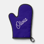 Script Monogram blau Ofenhandschuh (Vorderseite)