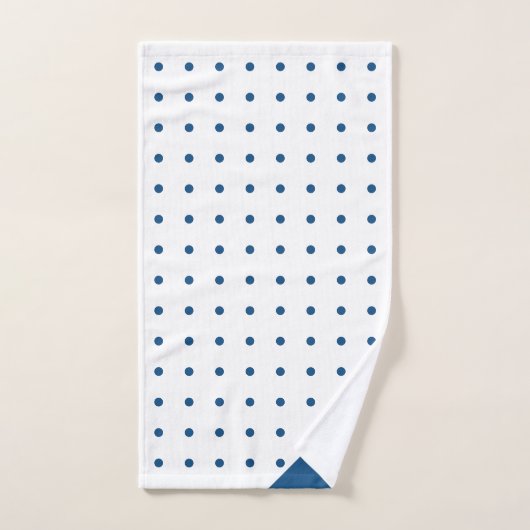 Script Monogram Blue auf White Polka Dot Pattern Badhandtuch Set (Handtuch)