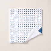 Script Monogram Blue auf White Polka Dot Pattern Badhandtuch Set (Waschlappen)