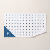 Script Monogram Blue auf White Polka Dot Pattern Badhandtuch Set (Handtuch)