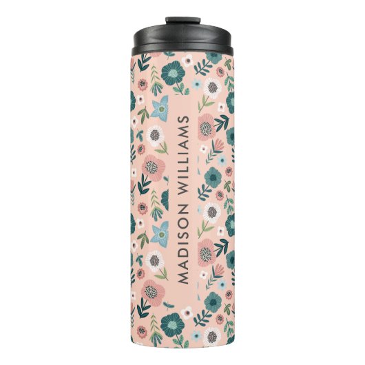 Script Monogram Blume Thermal Tumbler Thermosbecher (Vorderseite)