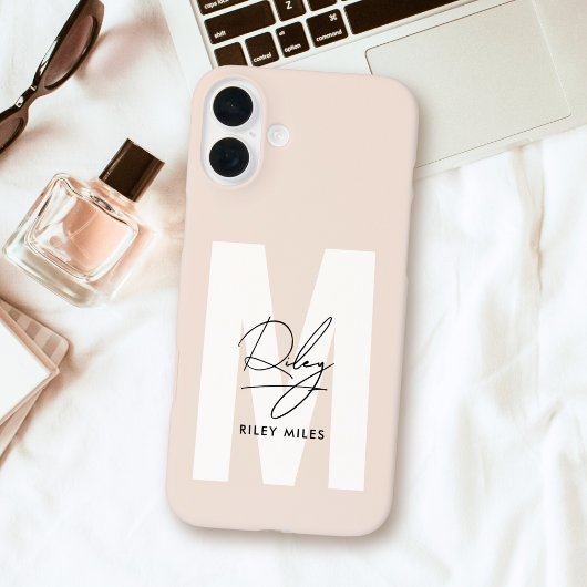 Script Monogram Blush Pink Moderne Chic Signatur Case-Mate iPhone Hülle