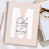 Script Monogram Blush Pink Moderne Chic Signatur Notizblock