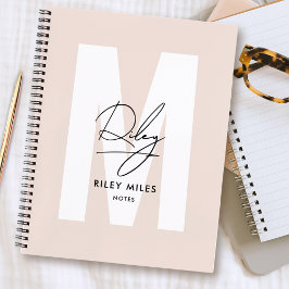 Script Monogram Blush Pink Moderne Chic Signatur Notizblock