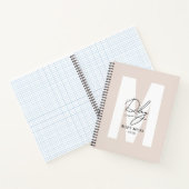 Script Monogram Blush Pink Moderne Chic Signatur Notizblock (Innenseite)