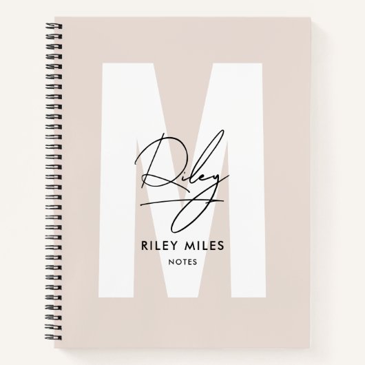 Script Monogram Blush Pink Moderne Chic Signatur Notizblock (Vorderseite)