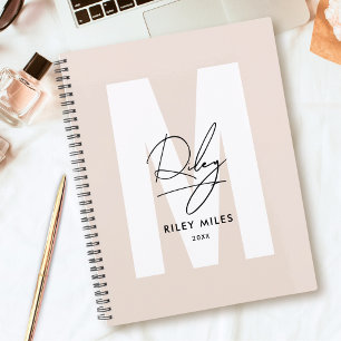 Script Monogram Blush Pink Moderne Chic Signatur Planer