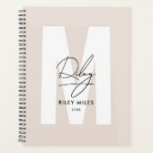 Script Monogram Blush Pink Moderne Chic Signatur Planer (Vorderseite)